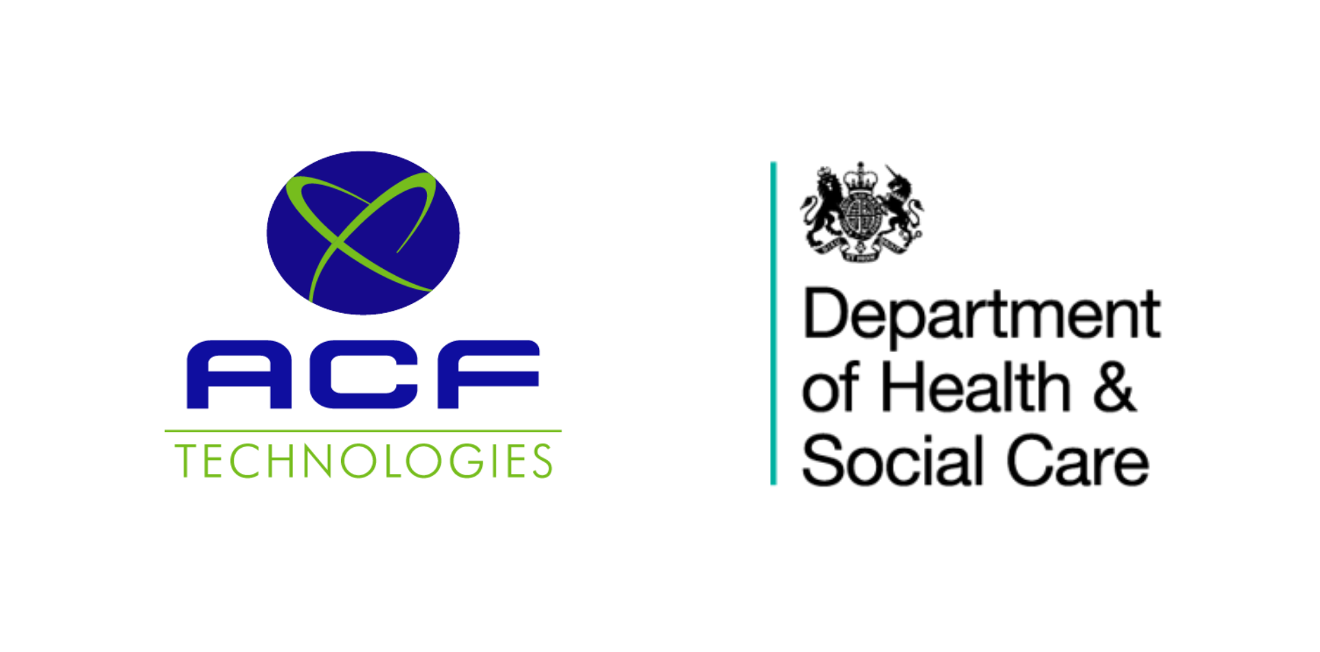 Logo de ACF Technologies con el logo del departamento de salud y social de Inglaterra